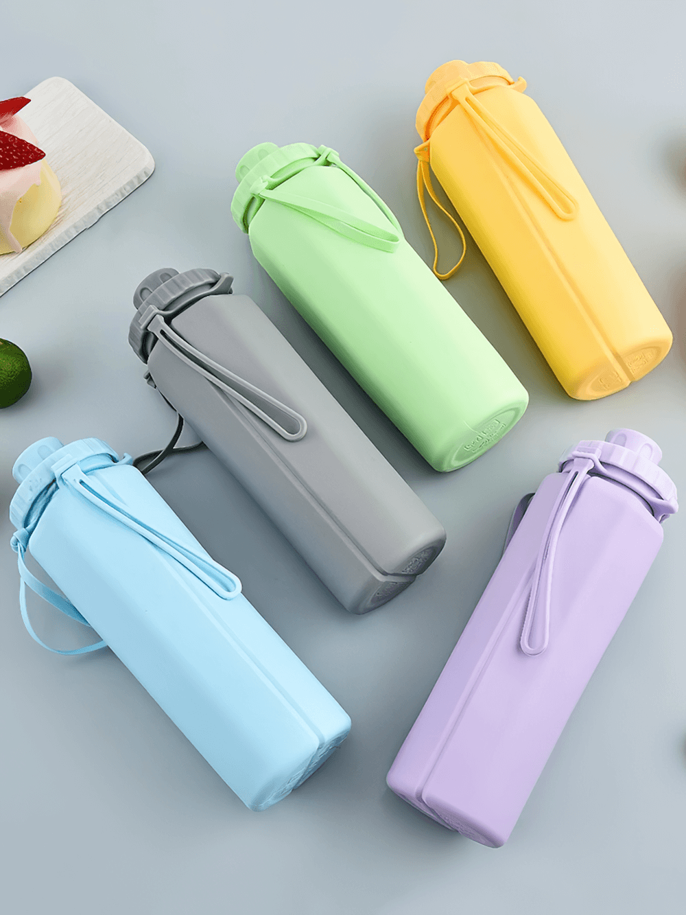 Colorful Portable Collapsible Bottle for Travel and Gym - SF3490, reusable and foldable water bottles with leakproof lid, perfect for outdoor use.